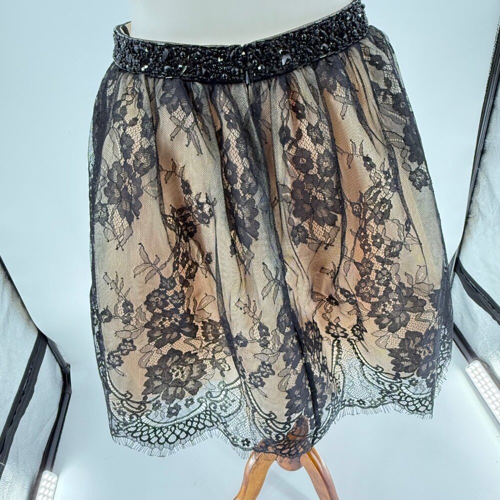 Alyce Paris Womens Black Lace Overlay Skirt With Beaded Waist Size 6, NWOT - Picture 3 of 10